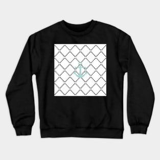 Abstract geometric pattern - black and white - blue anchor Crewneck Sweatshirt